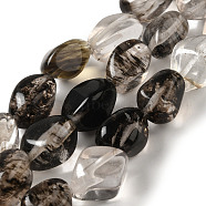 Glass Imitation Rutilated Quartz Beads Strands, Nuggets, 11.5~24x9~14x6.5~11mm, Hole: 1.1mm, about 26~28pcs/strand, 15.35''~16.06''(39~40.4cm)(G-B078-D30-04)