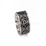 Stainless Steel Enamel Triquetra/Trinity Knot Finger Rings, Claddagh Ring, Stainless Steel Color, Inner Diameter: 21mm(PW-WG80958-03)