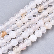Natural Crackle Agate Beads Strands,  Dyed, Round, Floral White, 4mm, Hole: 0.5mm, about 91~95pcs/strand, 14.57 inch~15.35 inch(37~39cm)(G-S359-240B)