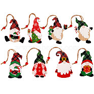 8Pcs Christmas Wooden Hanging Ornaments Set, Wooden Slices Hanging Crafts, for Party Christmas Tree Decorations, Mixed Color, 101.5x52.5mm(JX063A)