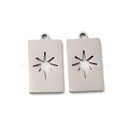 201 Stainless Steel Pendants, Rectangle with Star Charm, Stainless Steel Color, 16x9x1mm, Hole: 1.2mm(STAS-K251-056P)