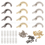 12 Sets 3 Colors Arch Zinc Alloy Bag Connector Buckles, Suspension Clasp, with Iron Gasket & Screw, for Bag Buckle Accessories Making, Mixed Color, 2.8x1x1.6cm, Hole: 3mm, 4 sets/color(FIND-CA0007-13)