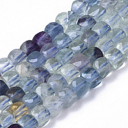 Natural Fluorite Beads Strands, Faceted, Cube, 4~4.5x4~4.5x4~4.5mm, Hole: 0.8mm, about 110pcs/strand, 15.55 inch(39.5cm)(G-R460-030)