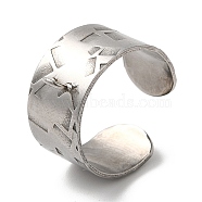 304 Stainless Steel Open Cuff Ring Components, Loop Ring Base, Stainless Steel Color, Hole: 2mm, US Szie 7(17.3mm)(STAS-C079-01P)