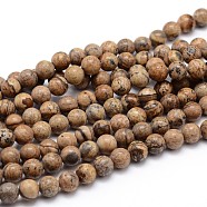Natural Picture Jasper Round Bead Strands, 8mm, Hole: 1mm, about 45pcs/strand, 16 inch(G-J303-08-8mm)