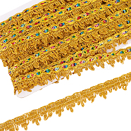 Sparkle Polyester Lace Ribbon, with Colorful Paillette, for Clothing Accessories, Gold, 7/8 inch(22mm), about 14.22 Yards(13m)/Card(OCOR-WH0080-34A)