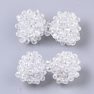 Plating Acrylic Woven Beads, Cluster Beads, Bowknot, Clear, 16.5x32x13mm, Hole: 4x6mm(PACR-R247-04C)
