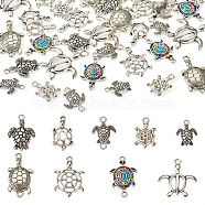Pandahall DIY Hollow Tortoise Jewelry Making Finding Kit, Including 36Pcs 9 Styles Alloy Pendants & Connector Charms, Antique Silver, 16~31x13~29x3~3.5mm, Hole: 1~2.5mm, 4Pcs/style(FIND-TA0002-78)