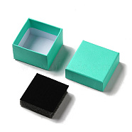 (Defective Closeout Sale: Botton has Black Spot) Cardboard Gift Box Jewelry Set Boxes, for Ring, Earring, with Black Sponge Inside, Square, Medium Turquoise, 5.15x5.15x3.2cm(CBOX-XCP0001-04)