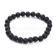 Natural Lava Rock Beads Stretch Bracelets, Round, Inner Diameter: 2-1/4 inch(5.8cm), Bead: 8.5mm(X-BJEW-G623-02-8mm)