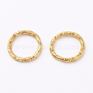 Iron Textured Jump Rings, Soldered Jump Rings, Closed Jump Rings, for Jewelry Making, Golden, 18 Gauge, 10x1mm, Inner Diameter: 7.5mm(X-IFIN-D086-02-G)