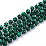 Synthetic Malachite Beads Strands, Round, Faceted, 7~8x8mm, Hole: 1.2mm, about 38~40pcs/strand, 15.16inch(38.5cm)(X-G-R482-28-8mm)