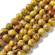 Natural Imperial Jasper Beads Strands, Dyed, Round, Yellow, 8~8.5mm, Hole: 1~1.2mm, about 47~48pcs/strand, 15.16 inch(38.5cm)(G-I122-8mm-25)