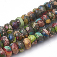 Synthetic Gold Line Imperial Jasper Beads Strands, Rondelle, 4~5x2.5~3mm, Hole: 0.5mm, about 151pcs/strand, 15.9 inch(G-T103-15)