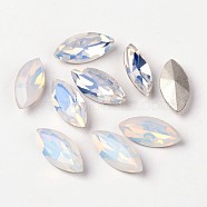 Faceted Horse Eye Glass Pointed Back Rhinestone Cabochons, Grade A, Back Plated, 15x7x4mm(X-RGLA-E005-15x7mm-031)