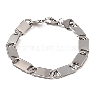 Tarnish Resistant 304 Stainless Steel Mariner Link Chain Bracelets, with 201 Stainless Steeel Findings, Stainless Steel Color, 8-3/4 inch(22.2cm)(BJEW-B078-52P)