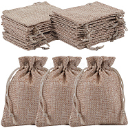 Polyester Imitation Burlap Packing Pouches Drawstring Bags, for Christmas, Wedding Party and DIY Craft Packing, Peru, 12x9cm, 20pcs/set(ABAG-BBC0001-02A-01)