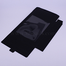 Cardboard Box, with PVC Clear Window, Rectangle, Black, 17.5x13.5x3.5cm(CON-WH0074-30B-02)
