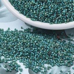 MIYUKI Delica Beads Small, Cylinder, Japanese Seed Beads, 15/0, (DBS0859) Matte Transparent Dark Emerald AB, 1.1x1.3mm, Hole: 0.7mm, about 3500pcs/10g(X-SEED-J020-DBS0859)