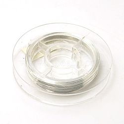 Round Copper Wire for Jewelry Making, Silver, 26 Gauge, 0.4mm, about 16.4 Feet(5m)/roll(CWIR-N001-0.4mm-10)