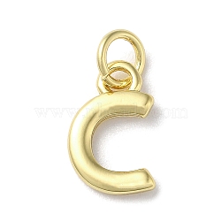 Rack Plating Brass Charms, Cadmium Free & Lead Free, Long-Lasting Plated, Real 18K Gold Plated, Letter C, 11.5x7.5x1.5mm, Hole: 3.2mm(KK-P245-06G-C)