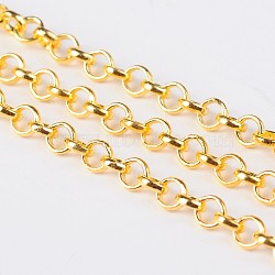 Iron Rolo Chain, Unwelded, Lead Free, Golden, 4x1mm(X-CH-S078-G-LF)