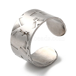 Non-Tarnish 304 Stainless Steel Open Cuff Ring Components, Loop Ring Base, Stainless Steel Color, Hole: 2mm, US Szie 7(17.3mm)(STAS-C079-01P)