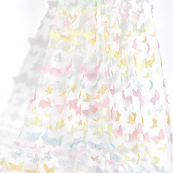 Gradient 3D Butterfly Polyester Gauze Fabric, Clothes Bag Accessories, Yellow, 1450x0.1~1mm, 1 yard/pc(AJEW-WH20006-148D)