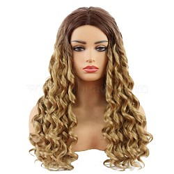 Long Curly Wavy Wigs for Women, Synthetic Wigs, Heat Resistant High Temperature Fiber, DarkKhaki, 27.55inches(70cm)(OHAR-I018-03)
