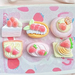 Strawberry Opaque Resin Decoden Cabochons, Imitation Food, Mixed Shapes, Mixed Color, 17~23x14~19x9.5~12.5mm(RESI-I338-03)
