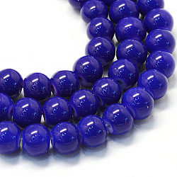 Baking Paint Glass Round Bead Strands, DarkSlate Blue, 8.5~9mm, Hole: 1.5mm, about 100~105pcs/strand, 31.8 inch(DGLA-Q020-8mm-35)
