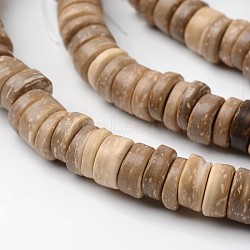 Dyed Natural Coconut Disc Bead Strands, BurlyWood, 9x2~6mm, Hole: 3mm, about 108pcs/strand, 15.7 inch(X-COCB-O003-07H)
