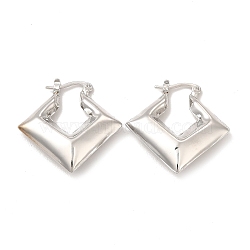 Rack Plating Brass Rhombus Hoop Earrings for Women, Lead Free & Cadmium Free, Platinum, 30.5x30x7.5mm, Pin: 0.7mm(EJEW-G342-01P)