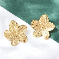 Non-Tarnish 304 Stainless Steel Stud Earrings, Flower, Stainless Steel Color, 32x31mm(X-STAS-L024-004G-02)