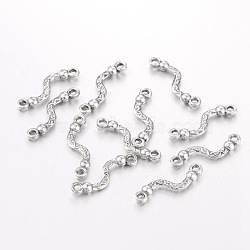 Alloy Bar Links connectors, Lead Free, Nickel Free and Cadmium Free, Twist, Antique Silver Color, about 22.5mm long, 6mm wide, 3mm thick, hole: 1.5mm(X-EA8137Y-NF)