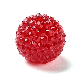 Chunky Resin Rhinestone Bubblegum Ball Beads, Round, Red, 20x18mm, Hole: 3mm(RESI-S259-A02)