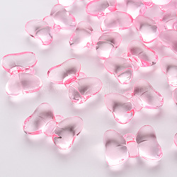 Transparent Acrylic Pendants, Bowknot, Pearl Pink, 21x29x10.5mm, Hole: 2.5mm, about 118pcs/500g(TACR-T024-02BB-903)