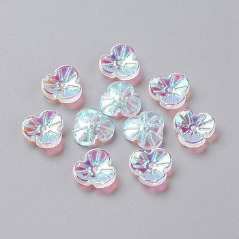 Electroplate Glass Beads, Flower, Clear AB, 12x3.60mm,Hole:1mm