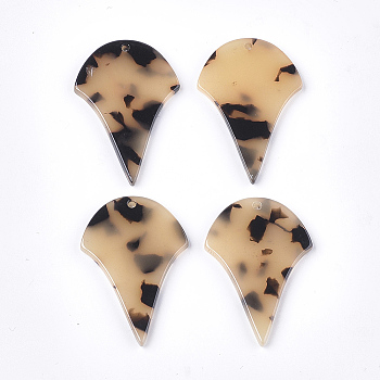 Cellulose Acetate(Resin) Pendants, Leopard Print, Ice cream, PapayaWhip, 35x23x2.5mm, Hole: 1.4mm