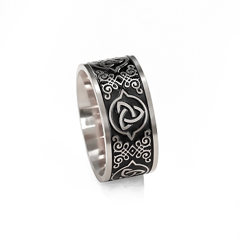 Stainless Steel Enamel Triquetra/Trinity Knot Finger Rings, Claddagh Ring, Stainless Steel Color, Inner Diameter: 21mm