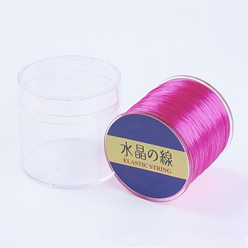 Japanese Flat Elastic Crystal String, Elastic Beading Thread, for Stretch Bracelet Making, Hot Pink, 0.8mm, 300yards/roll, 900 feet/roll