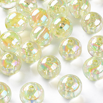 Transparent Acrylic Beads, AB Color Plated, Round, Light Yellow, 16x15mm, Hole: 2.8mm, about 220pcs/500g