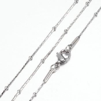 Non-Tarnish 304 Stainless Steel Boston Link Chain Necklaces, with Lobster Claw Clasps, Stainless Steel Color, 19.8 inch(50.5cm)