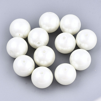 Glass Pearl Beads, Dyed, Half Drilled Beads, Pearlized, Round, Old Lace, 1/2 inch(12mm), Hole: 1.5mm