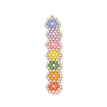 Handmade Loom Pattern MIYUKI Seed Beads, Rectangle with Flower Pattern, Colorful, 41x8.5x2mm, Hole: 0.8mm