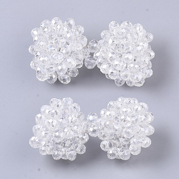 Plating Acrylic Woven Beads, Cluster Beads, Bowknot, Clear, 16.5x32x13mm, Hole: 4x6mm