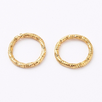Iron Textured Jump Rings, Soldered Jump Rings, Closed Jump Rings, for Jewelry Making, Golden, 18 Gauge, 10x1mm, Inner Diameter: 7.5mm