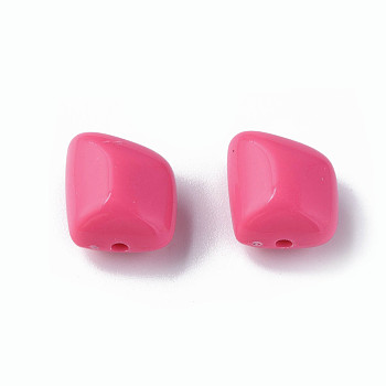 Opaque Acrylic Beads, Polygon, Deep Pink, 17.5x15.5x11mm, Hole: 2mm, about 230pcs/500g