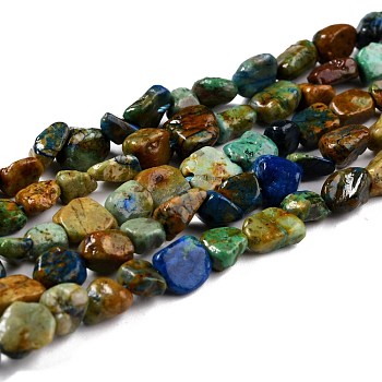 Natural Chrysocolla and Lapis Lazuli Beads Strands, Nuggets, Tumbled Stone, 5~8.5x5.5~7x3.5~4mm, Hole: 0.7mm, about 64pcs/strand, 16.34 inch(41.5cm)