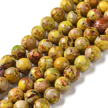 Natural Imperial Jasper Beads Strands, Dyed, Round, Yellow, 8~8.5mm, Hole: 1~1.2mm, about 47~48pcs/strand, 15.16 inch(38.5cm)